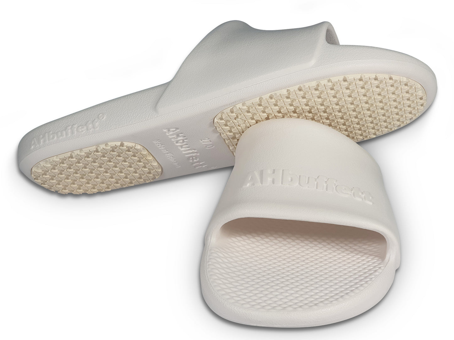 AHBUFFETT Comfort Slides Unisex Non Slip with Arch Support -White